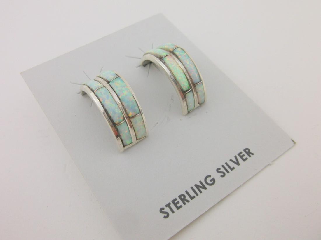 Andrew Enrico Navajo Sterling Silver Opal Stud Earrings (1 of 2)