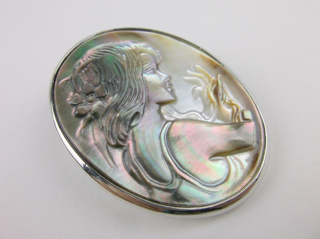 Incredible Abalone Cameo Brooch Pendant (1 of 3)
