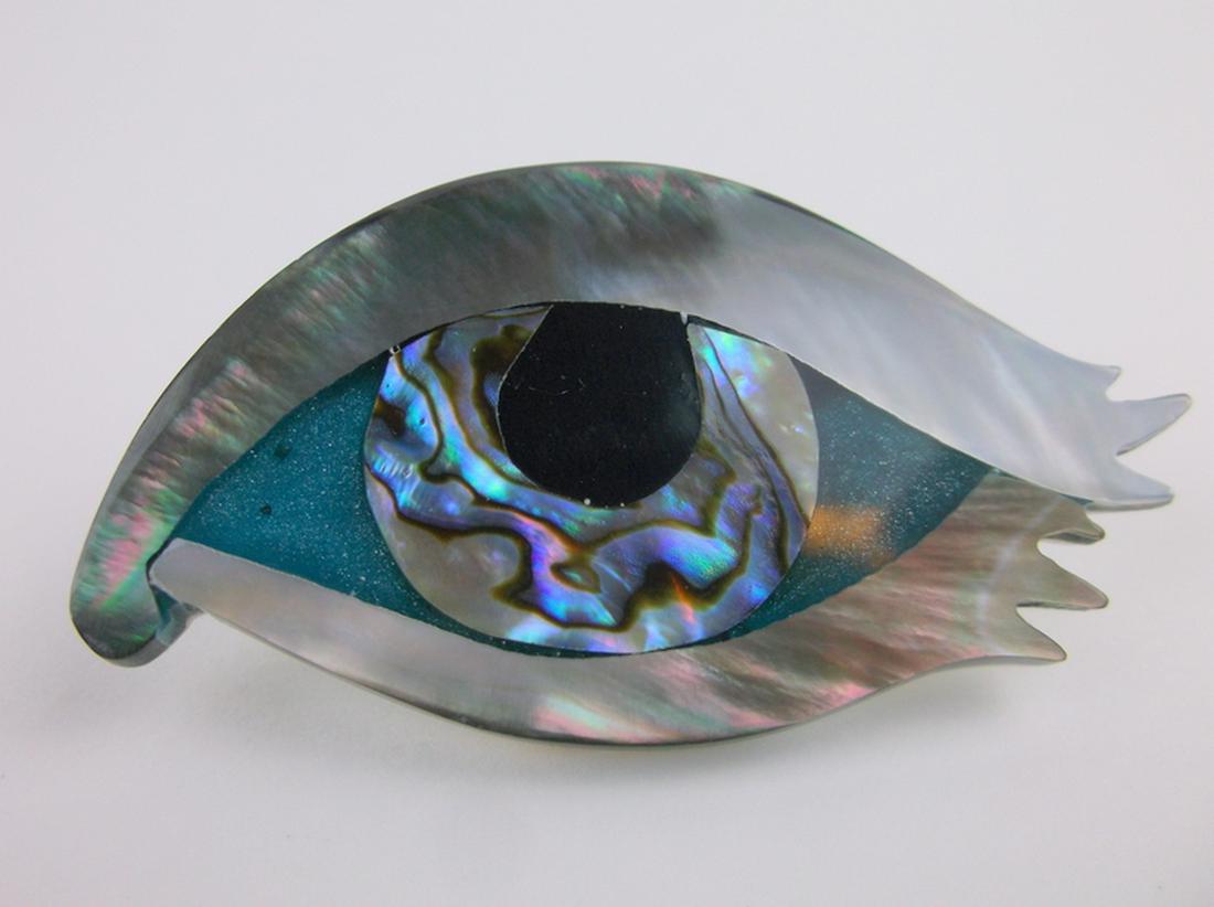 Incredible Abalone Wolf Eye Brooch (1 of 3)