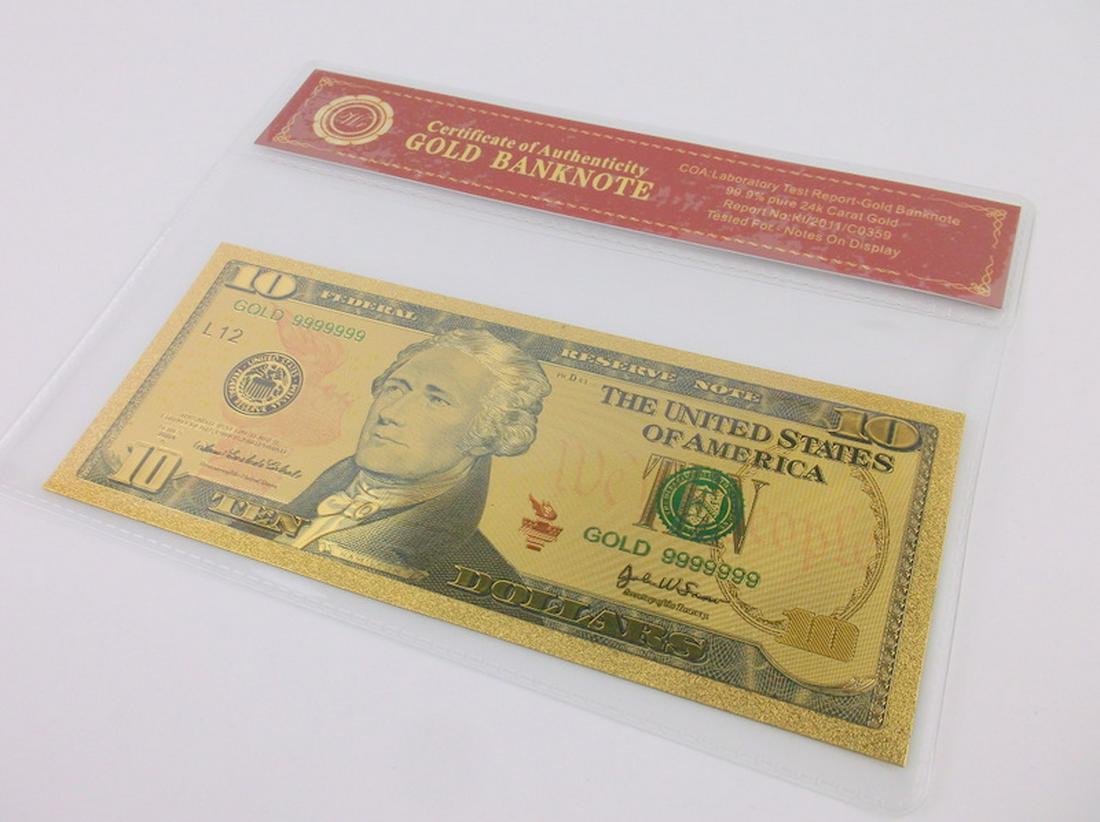 24kt Gold Ten Dollar Bill (1 of 3)
