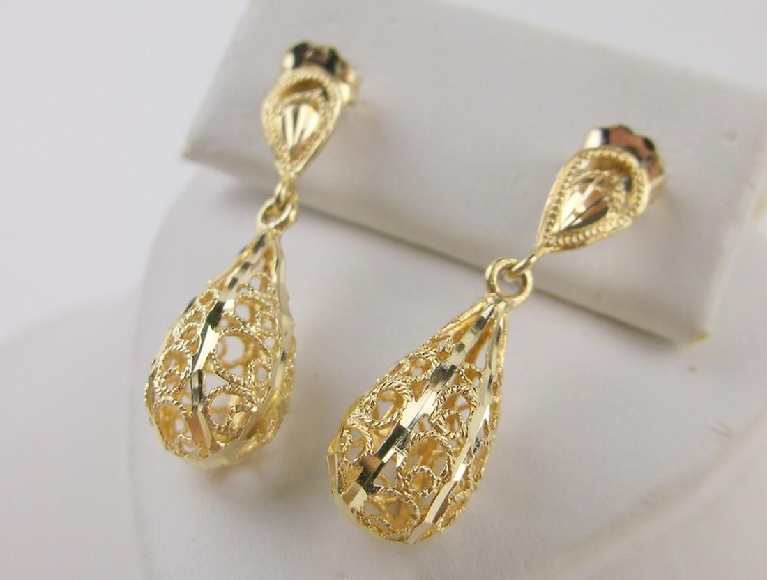 Stunning 14kt Gold Drop Stud Earrings (1 of 2)
