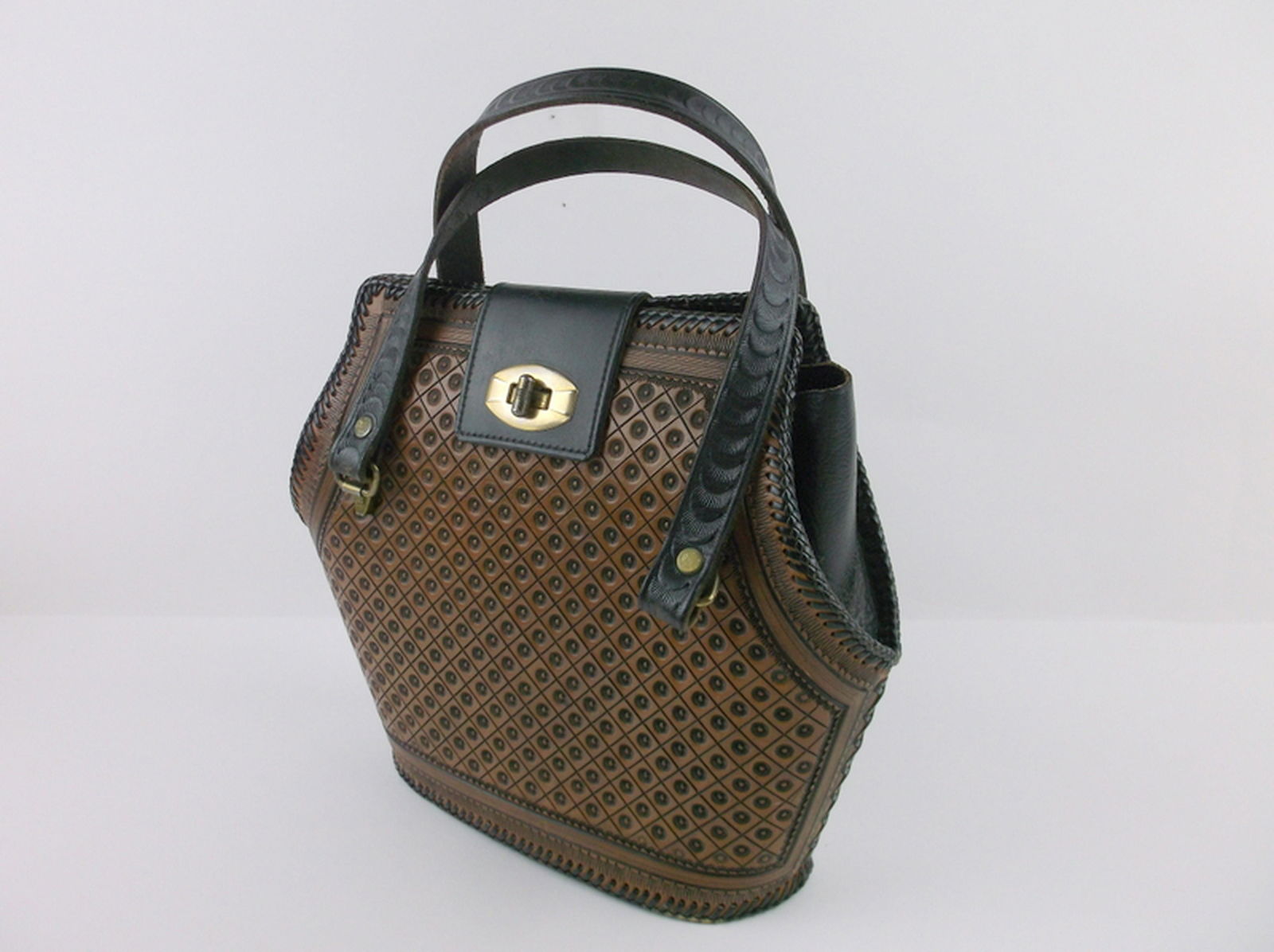 Stunning Vintage Hand Tooled Leather Handbag Purse (1 of 8)