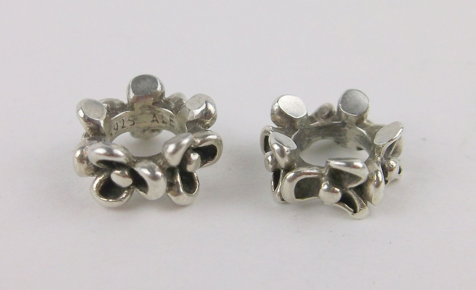 2 Authentic Pandora Sterling Flower Charm Beads (1 of 1)