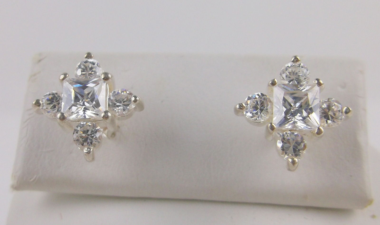 Stunning Sterling Silver White Stone Stud Earrings (1 of 1)