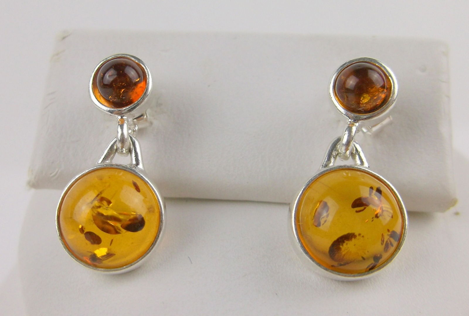 New Sterling Silver Genuine Amber Stud Earrings (1 of 1)