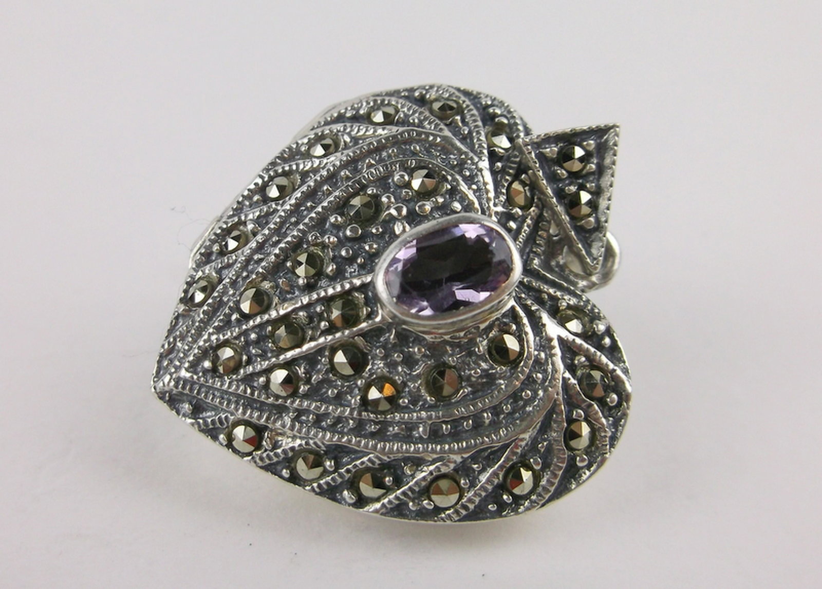 Stunning Sterling Silver Amethyst Locket Pendant Heavy: Guaranteed Solid 925 Sterling Silver, in Excellent Condition