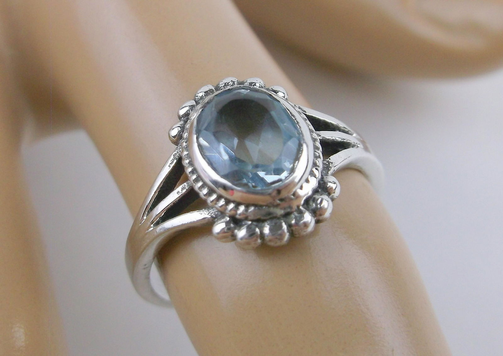 New Sterling Silver Blue Stone Ring 6 (1 of 1)