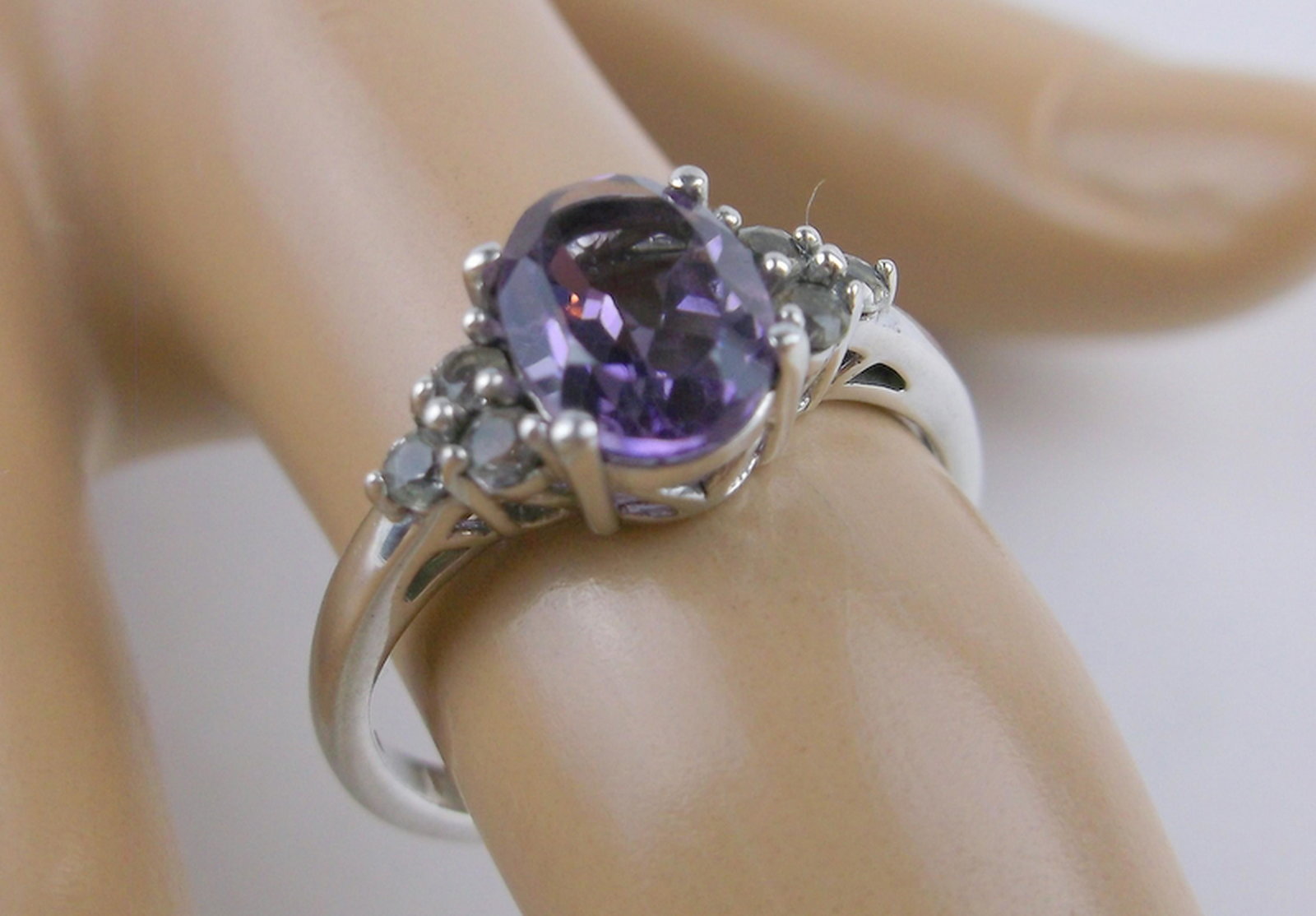 Stunning Sterling Aquamarine Amethyst Ring 6.5 (1 of 1)