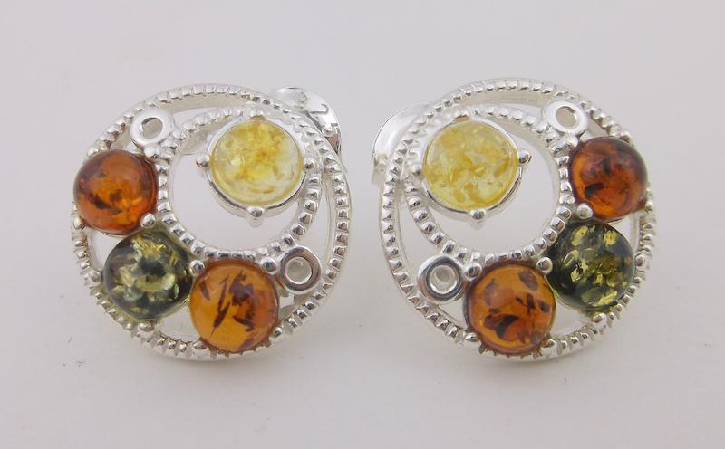 New Sterling Silver Genuine Amber Stud Earrings (1 of 1)