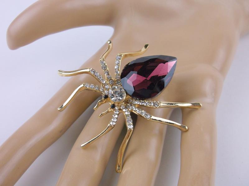 Stunning Large Rhinestone Spider Brooch (1 of 1)