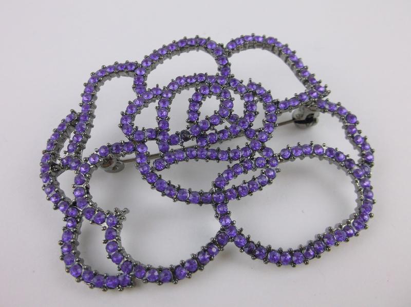 Stunning Large Rhinestone Rose Flower Brooch (1 of 1)