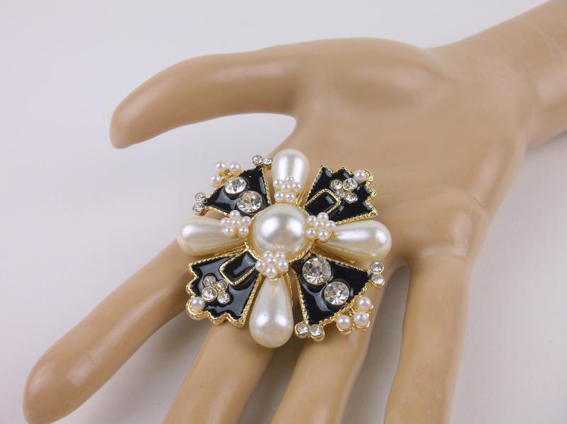 Stunning Large Enameled Rhinestone Cross Brooch (1 of 1)