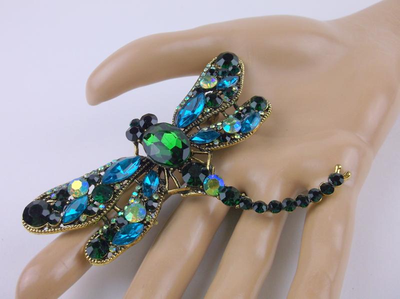 Stunning Huge Rhinestone Dragonfly Brooch (1 of 1)
