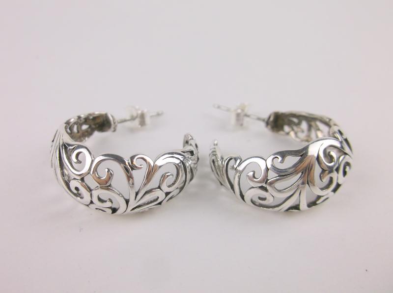 Stunning Heavy Sterling Silver Stud Earrings (1 of 1)