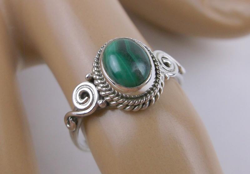 New Sterling Silver Malachite Ring 6.5 (1 of 1)