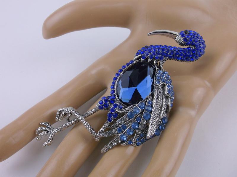 Incredible Huge Rhinestone Crane Brooch (1 of 2)