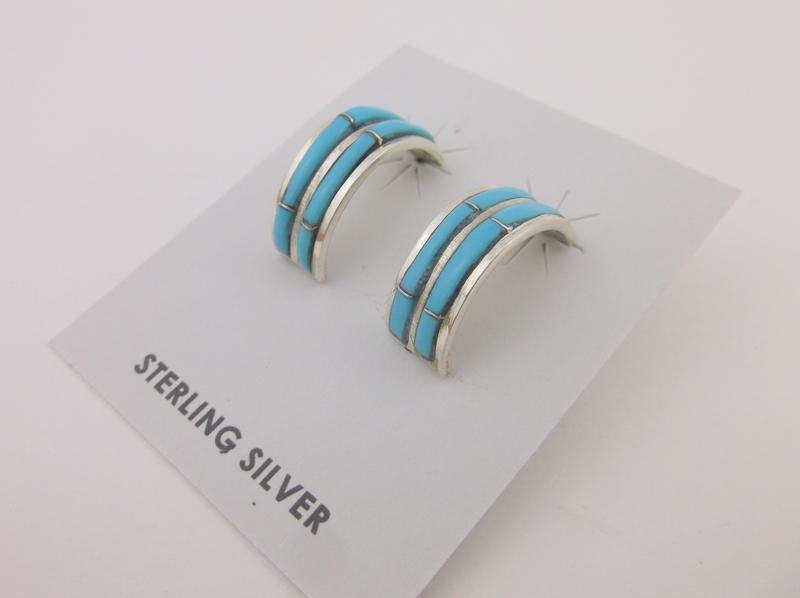 Andrew Enrico Navajo Sterling Turquoise Stud Earrings (1 of 2)