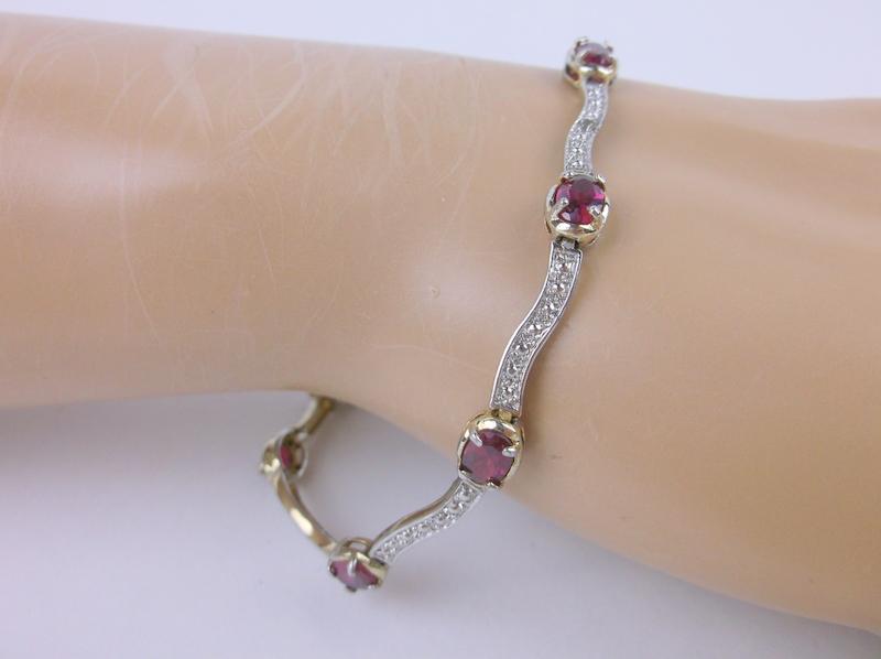 Stunning Gold Over Sterling 4ct Genuine Ruby Bracelet (1 of 2)