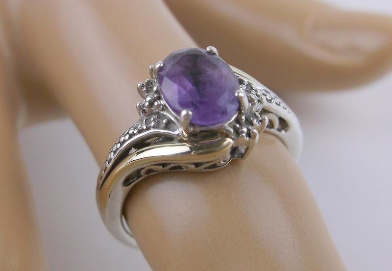 Stunn Sterling 10kt Gold Amethyst Diamond Ring 6 (1 of 3)