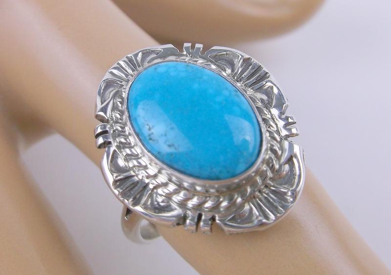 Robert Shakey Navajo Sterling King Turquoise Ring 8 (1 of 2)