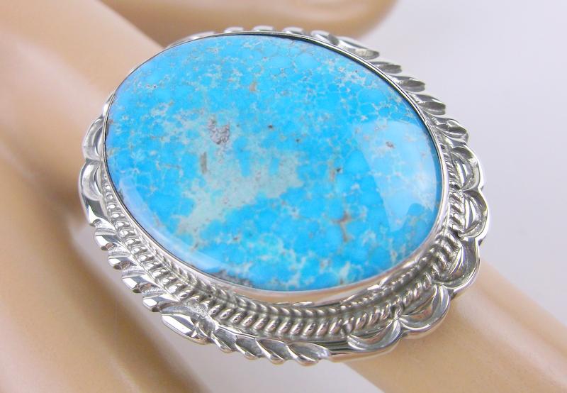 Cecil Skeets Navajo Sterling Blue Ridge Turquoise Ring (1 of 3)