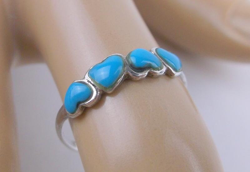 New Sterling Silver Turquoise Heart Ring 7.5 (1 of 1)