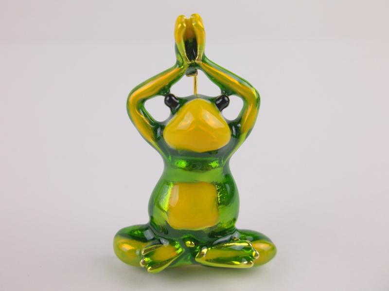 Stunning Enameled Yoga Frog Brooch (1 of 1)