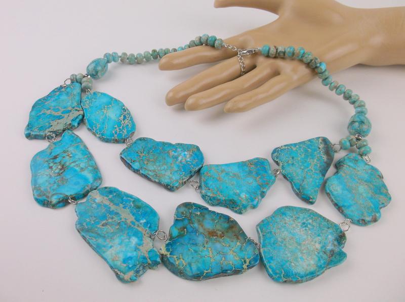 New Huge Sterling Genuine Turquoise Necklace 22" (1 of 4)