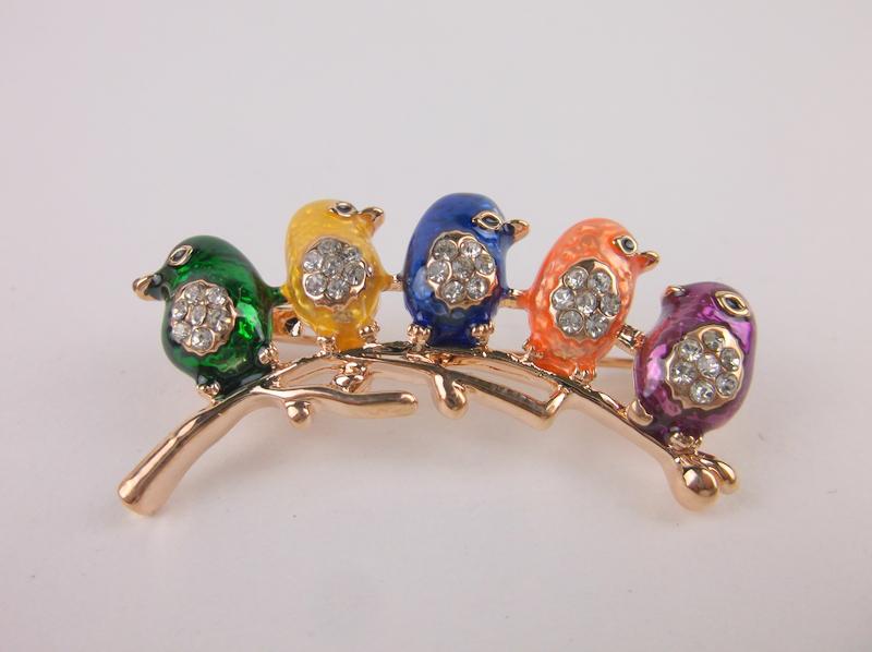 Stunning Enameled Rhinestone Bird Brooch (1 of 1)