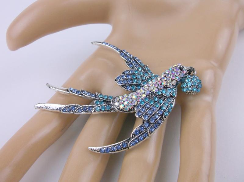 Stunning Large Rhinestone Sparrow Brooch Bird (1 of 1)
