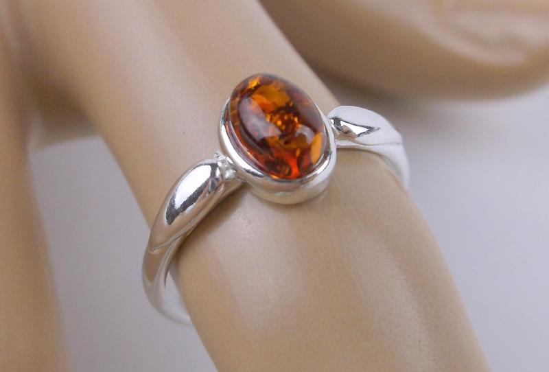 New Sterling Silver Genuine Amber Ring 6.5 (1 of 1)