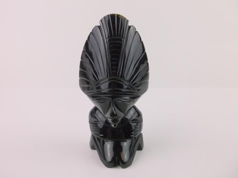 Large Genuine Black Obsidian Mayan Statue Heavy 7" (1 of 6)