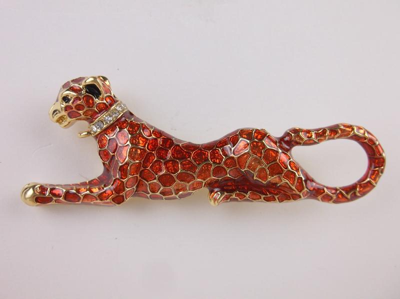 Stunning Large Enameled Rhinestone Leopard Brooch (1 of 1)