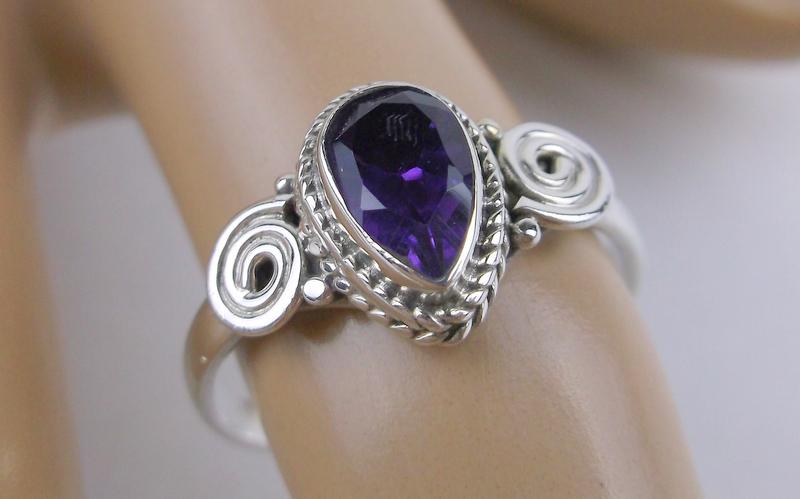 New Sterling Silver Genuine 1ct Amethyst Ring 7.5 (1 of 1)