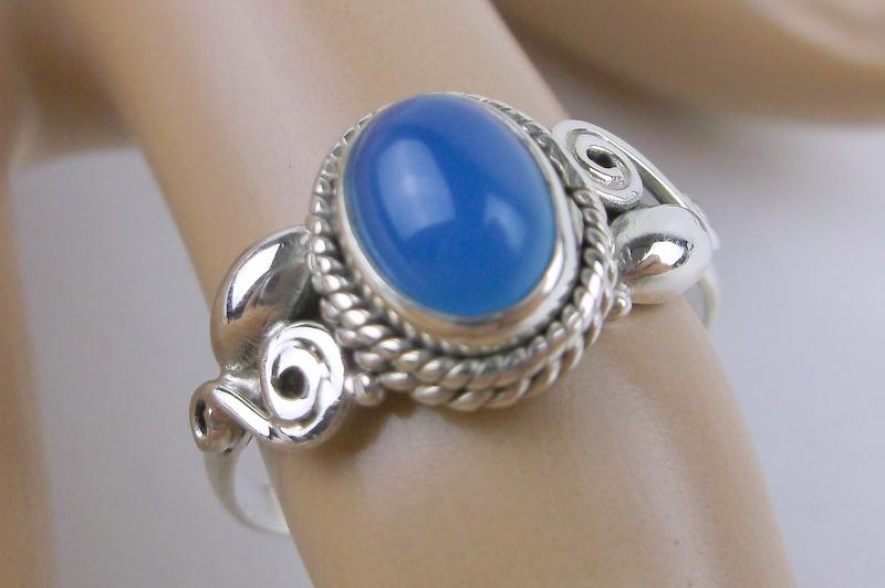 New Sterling Silver Genuine Blue Gemstone Ring 8 (1 of 1)