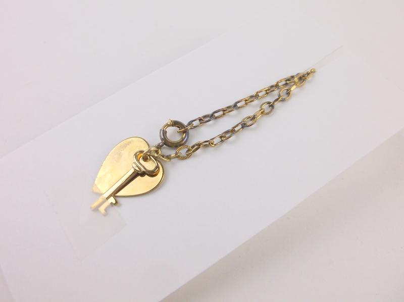 Antique New Old Stock 12kt GF Lock Heart Bracelet (1 of 2)