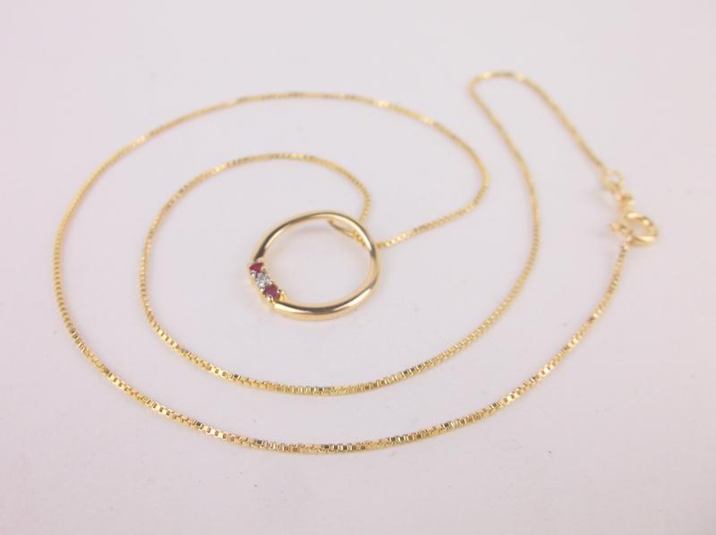 Stunning Gold Over Sterling Diamond Ruby Necklace 18": Guaranteed Solid 925 Sterling Silver, in Excellent Condition