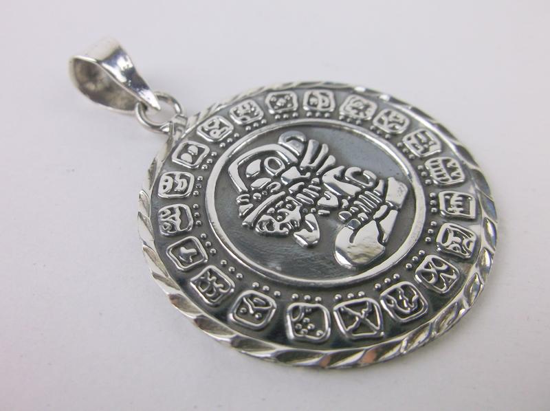 Vintage Heavy Taxco Sterling Mayan Calendar Pendant: Guaranteed Solid 925 Sterling Silver, in Excellent Condition