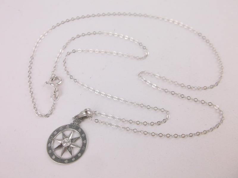Stunning Sterling Silver Compass Necklace 20": Guaranteed Solid 925 Sterling Silver, in Excellent Condition