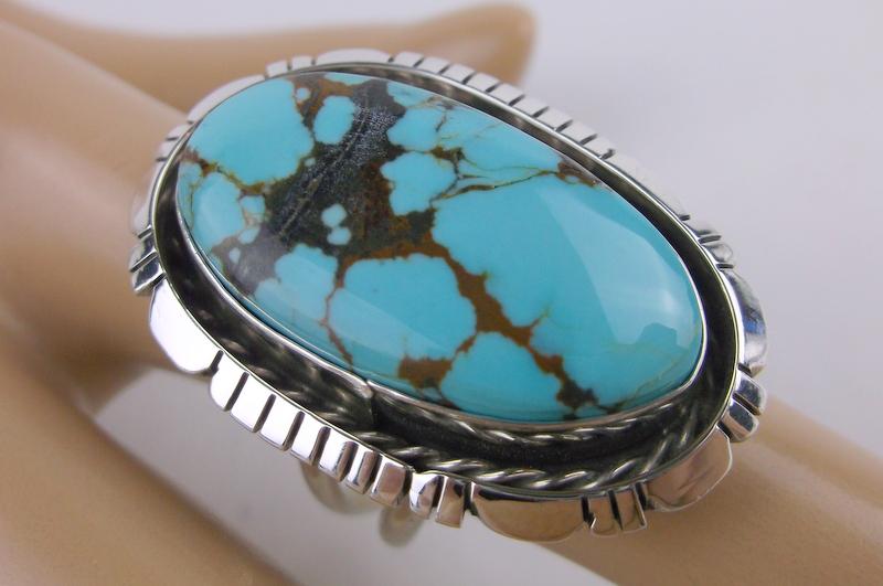 Huge Betta Lee Navajo Sterling King Turquoise Ring 9: Handmade Genuine Navajo, Solid Sterling Silver, in Like New Condition
