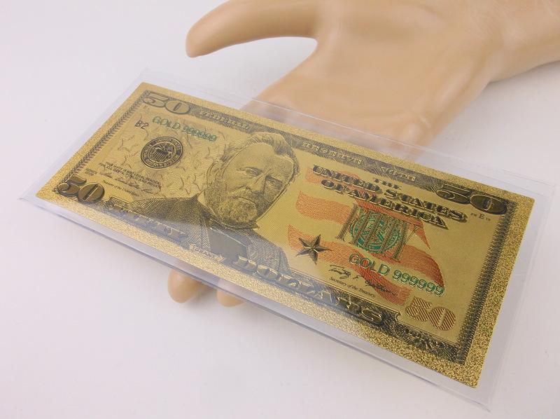 24kt Gold US $50 Bill: This bill is made with 24kt gold, it is NOT legal tender, for collecting