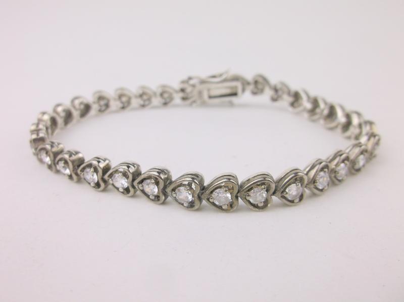 Gorgeous Sterling Silver Tennis Bracelet White Stone 7": Guaranteed Solid 925 Sterling Silver, in Excellent Condition