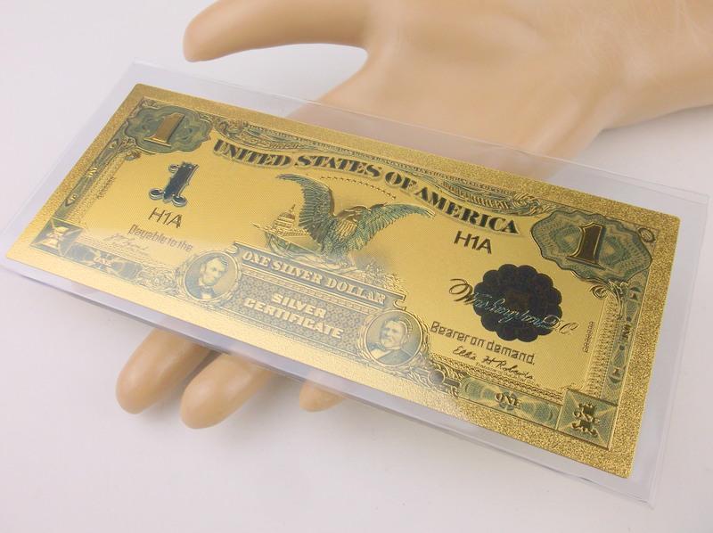 24kt Gold US $1 Bill Silver Certificate: This bill is made with 24kt gold, it is NOT legal tender, for collecting