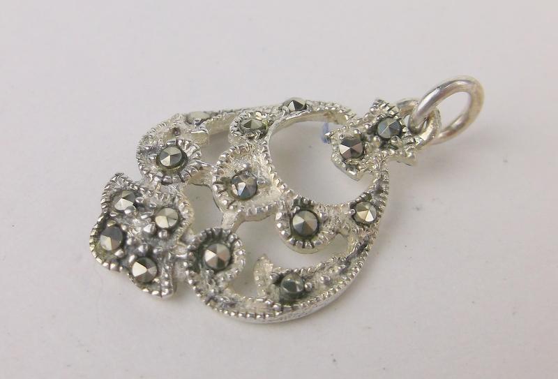 Gorgeous Sterling Silver Marcasite Pendant: Guaranteed Solid 925 Sterling Silver, in Excellent Condition