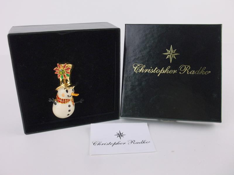 Rare Christopher Radko Christmas Snowman Brooch (1 of 4)