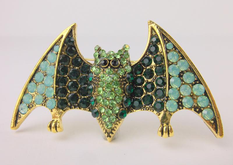 Stunning Large Enameled Rhinestone Bat Brooch (1 of 2)
