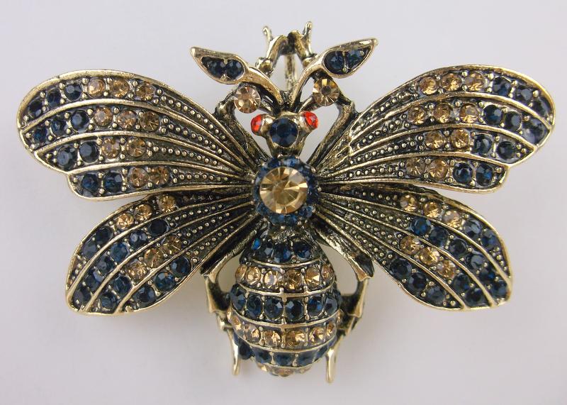 Stunning Large Rhinestone Bee Insect Brooch (1 of 1)