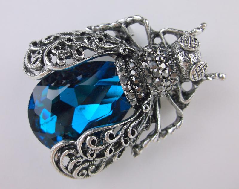 Stunning Large Enameled Rhinestone Bee Insect Brooch (1 of 1)