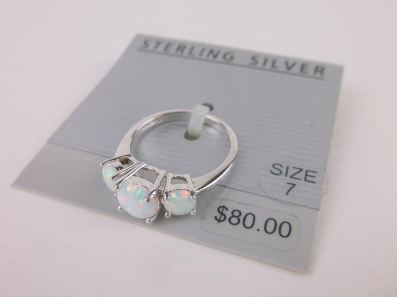 New Sterling Silver White Opal Ring Size 7 On Card (1 of 1)