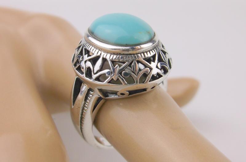 Stunning Heavy Sterling Silver Turquoise Ring 7 (1 of 3)